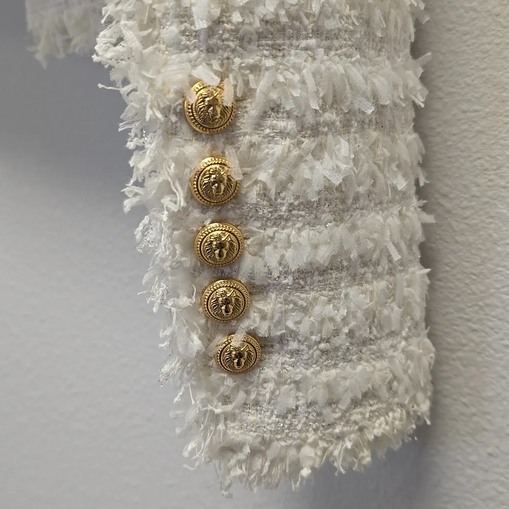 Balmain White Tweed Jacket 38/M - Picture 7 of 8